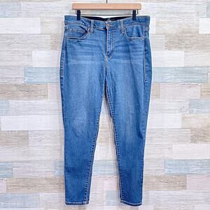 LULAROE Slimming Magic Waistband Skinny Jeans Blue Super Stretch Womens 34 16